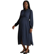 Seraphine Vivian Midi Shirt Dress 8 Navy Maternity Nursing Button Front Pleated