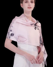 100% Silk mulberry Scarf Women shawl Wrap neckerchief floral pink red gray HD1-9