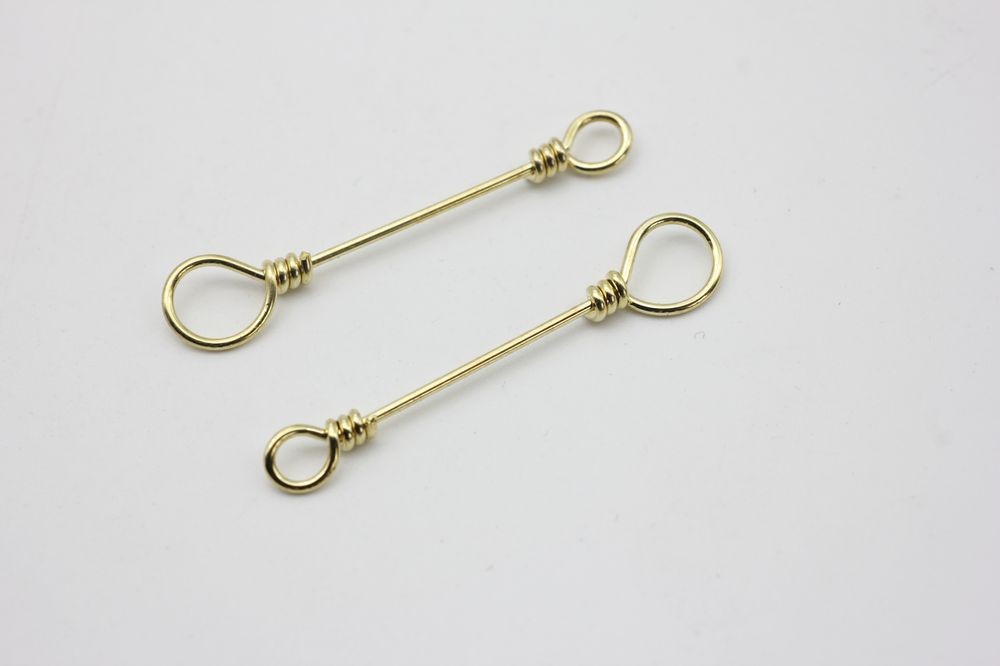 100Pcs Fishing Spinner Shaft Gold Stainless Steel Looped Wire