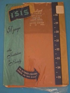Vtg ISIS Seamed Stockings Sz 10 Med. 51 Gauge Sunny Beige Lanolized Grants NOS