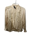 Ralph Lauren 100% Silk Blouse Size 8 Button Pleated Beige Cream Scarf Tie