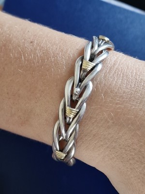 1986 Christofle bracelet Tresse of the collection Symphonie 925 Silver & 18ct 