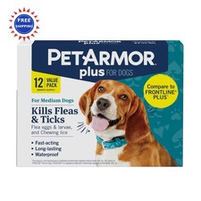 Flea and Tick Prevention for Dogs Medium 12 Doses PetArmor Plus Waterproof 23-44