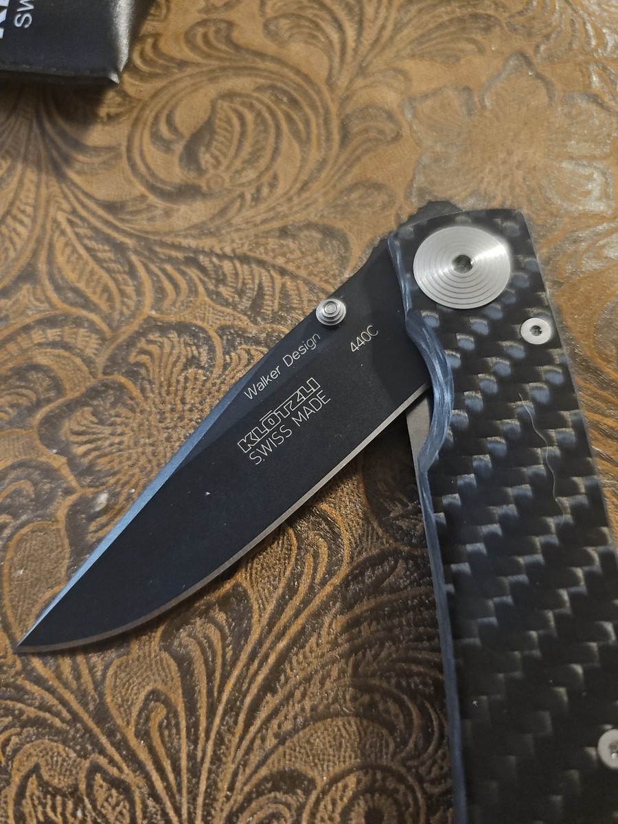 KLOTZLI WALKER DESIGN KNIFE Carbon Fiber Handles SWISS MADE Pocket