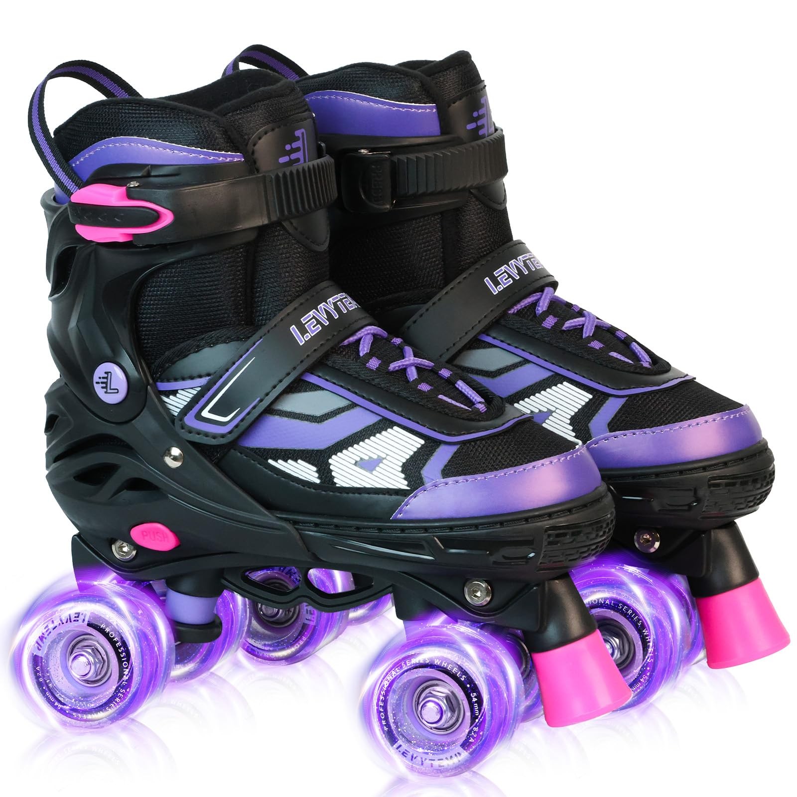 For Boys Girls Kids, 4 Size Adjustable Quad Skates Wit...