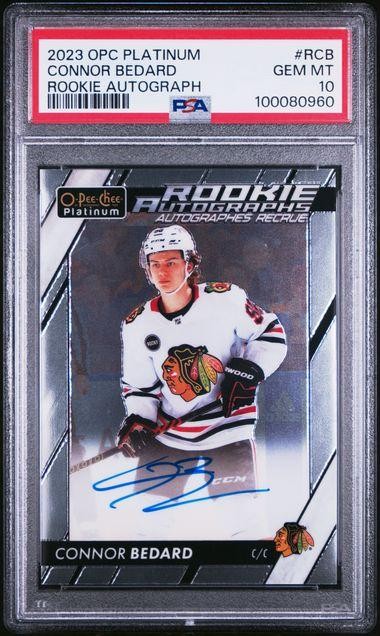 2023-24 OPC Platinum Connor Bedard Rookie Auto PSA 10