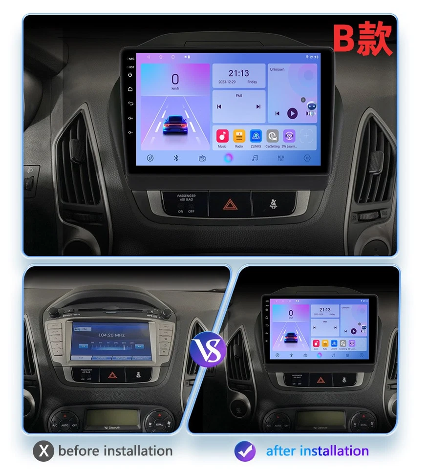 10"Android 14 Head Unit Radio DAB GPS SAT Navi BT Carplay For Hyundai IX35 11-17 - Image 2 of 4