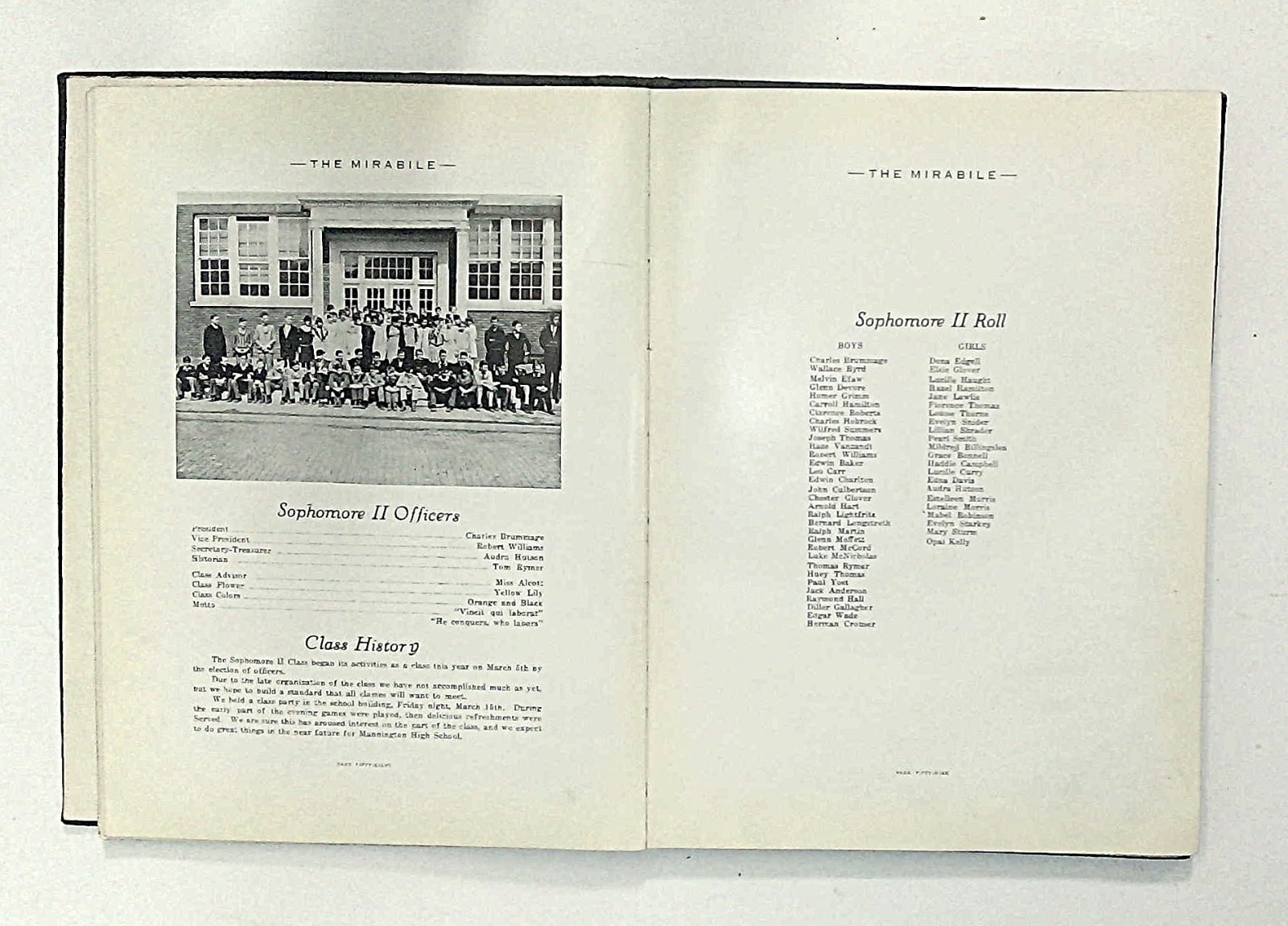 1929 Mannington High School Yearbook Mannington, West Virginia Mirabile