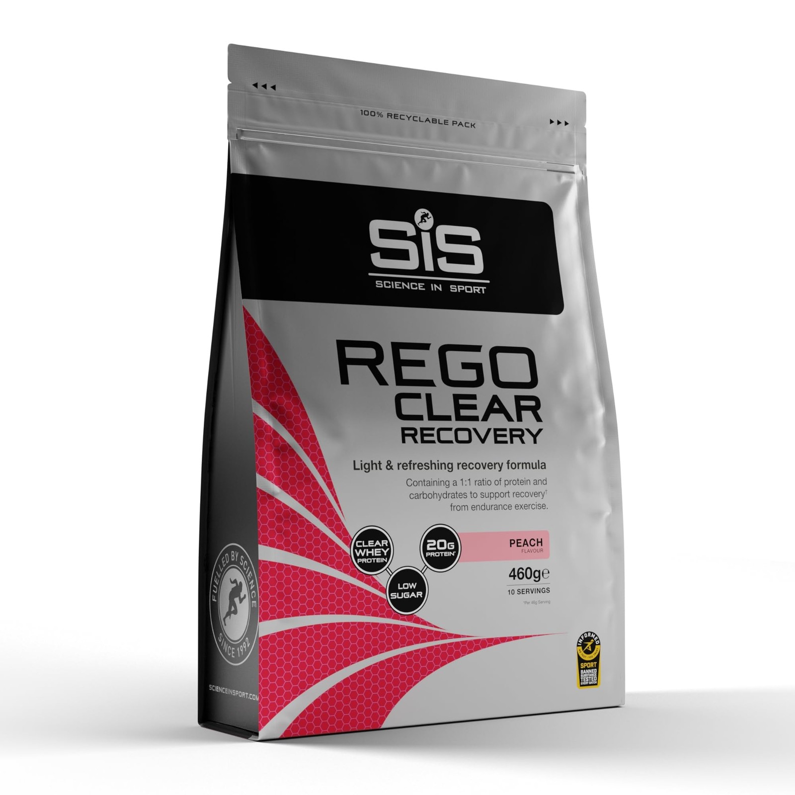 REGO Clear Whey Protein Drink - 460g - Peach CYCLING AC NUOVO