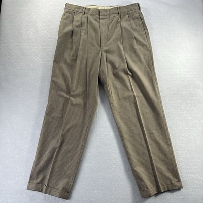 Vintage OTC Corbin Houndstooth Men s Dress Pants 35x29 Pleated Off The Cuff Tan