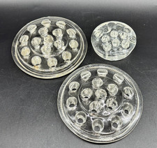 Lot of 3 Vintage Flower Frogs Heavy Clear Glass Bouquet Flower Arrangements
