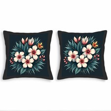 Set of 2 18x18in Throw Pillow Covers - Elegant Floral Design with Flowers
