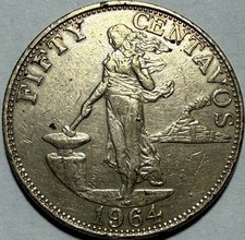 PHILIPPINES - 50 Centavos - 1964 - Km-190 - FREE USA Shipping!