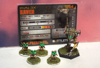 BATTLETECH RAVEN MECH w/ ELEMENTALS [CAPELLAN DEATH COMMANDOS] (CATALYST)