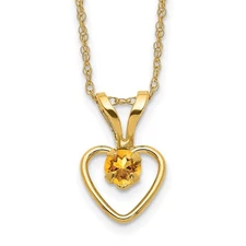 10k Yellow Gold 3mm Citrine Heart Birthstone Pendant Necklace