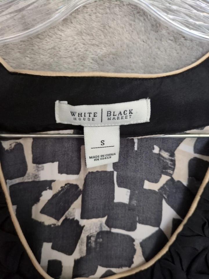 白宫黑色市场衬衫女式小号无袖 100 真丝商务休闲 — 第 2/4 张图片