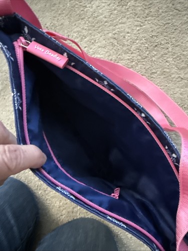 Vera Bradley Sea Turtle Triple Zip Hipster Crossbody Bag NWOT Pink Navy 12x12x2 - Picture 6 of 7
