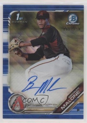2019 Bowman Draft Chrome Pick Blue Wave Refractor 68/150 Brennan Malone Auto 0c6