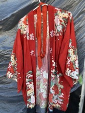 Oriental Red Flowered Floral Robe Japanese. Women s.