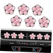 Crystal Rhinestone Flower Car Air Vent Clips   6 Pcs Bling Sparkly Diamond Car