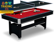 Spartan 2-In-1 6Ft Pool Table with Ping Pong Top for Game Room with Red Felt,