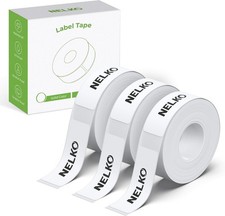 NELKO Genuine P21 Label Maker Tape,14x40mm, 3-Roll, White