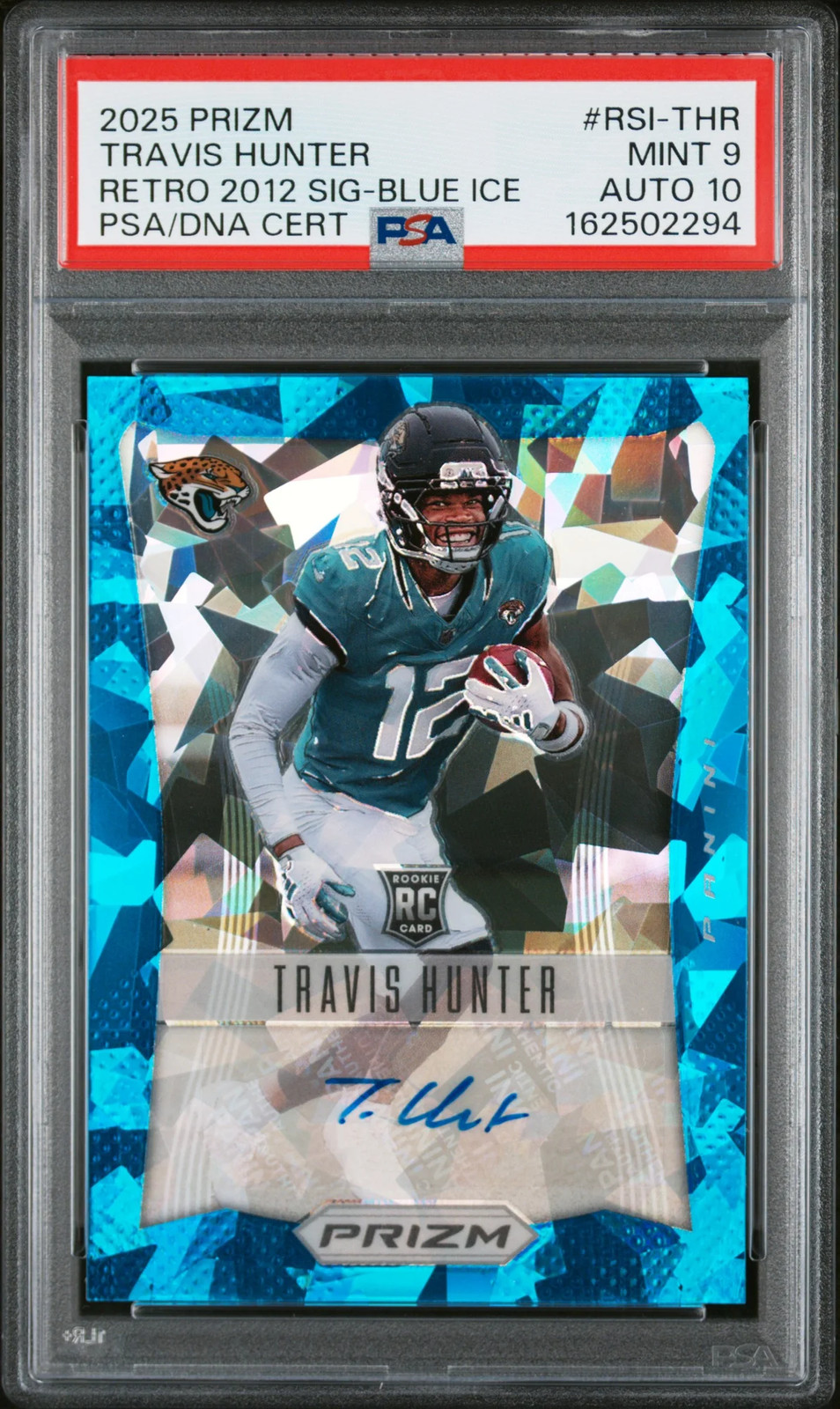 2025 Panini Prizm Retro Travis Hunter #RSI-THR Blue Ice PSA 9 Auto 10