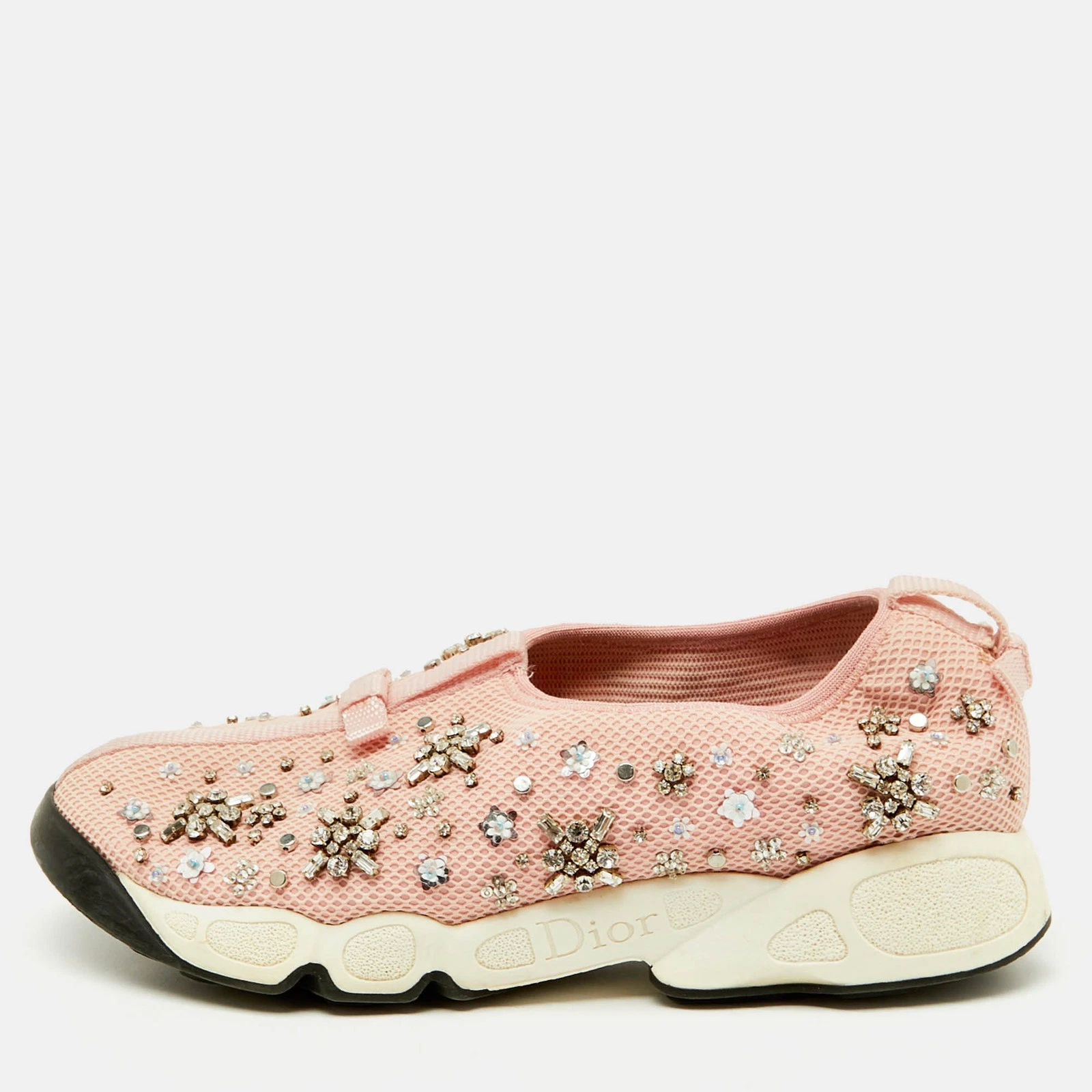 Baskets fusion maille ornée rose Dior pointure 38,5