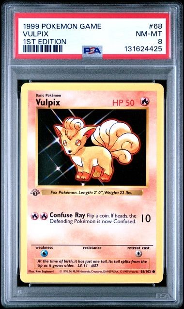 Base Set 1st Edition VULPIX #68/102 PSA 8 1999 Pokemon Card Game