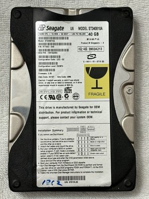 Seagate U6 Series 40GB 3.5'' IDE Hard Drive - ST340810A - VTG - TESTED