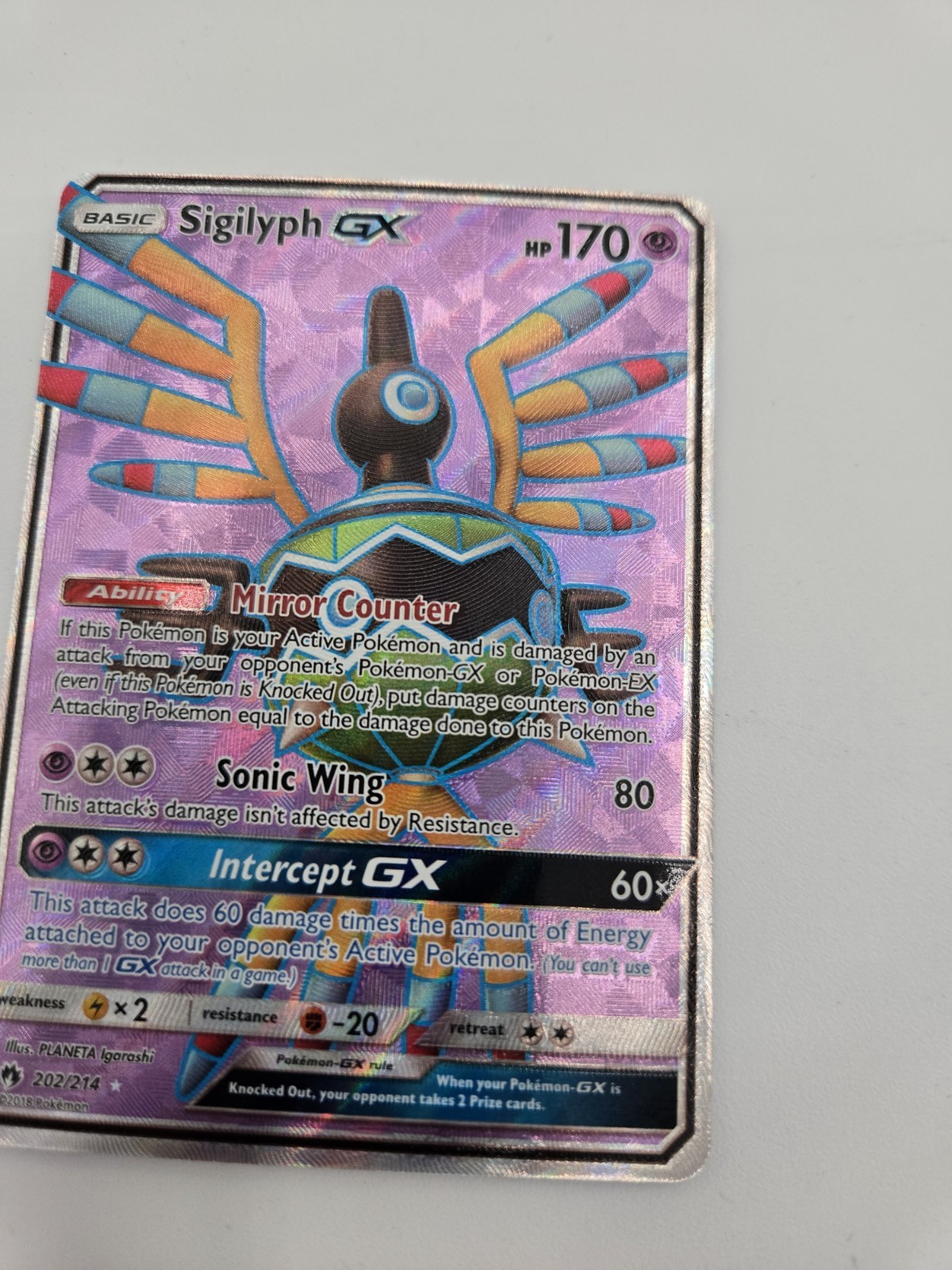 Sigilyph GX 202/214 NM Full Art Ultra Rare Pokémon Card. Free Tracked Shipping!