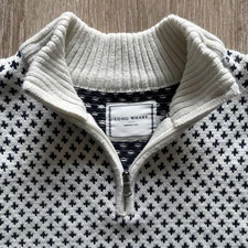 Long Wharf Supply Co Sweater Men's Medium Edgartown SeaWell 1/4 Zip Cream Wool