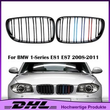2x L+R Kühlergrill M-Farbe Glanz Schwarz Doppelsteg Für BMW 1er E81 E87 08-11
