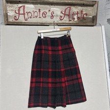 Vintage Personal Skirt Womens Red Plaid Wrap Midi Pleated Preppy Dark Academia S