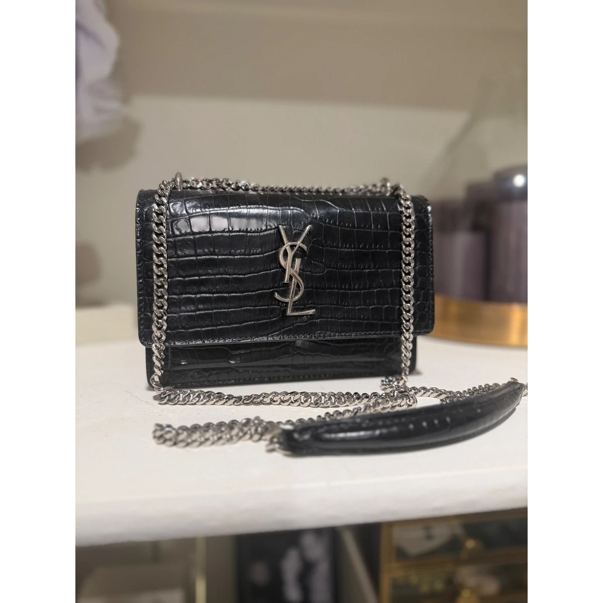 25+ Saint Laurent Leather Exterior Silver Bags & Handbags for