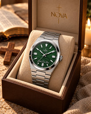 Nova Christian Custom Watch | Green Leaf Dial | Faith Over Fear | Christmas Gift