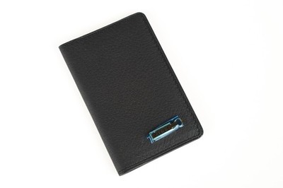$900 ZILLI Black Genuine Calfskin Leather Dual CC Slot Bi-Fold Slim Wallet