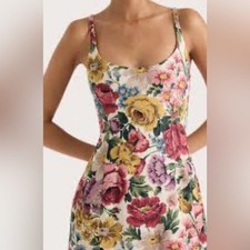 Faithfull The Brand Linen Floral Mini Dress Revolve 100% Linen US 8 AU 12