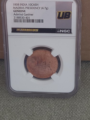 #ad #ad NGC ADMIRAL GARDNER SHIPWRECK 1808 India 10 Cash Madras Presidency SEA SALVAGED $27.00