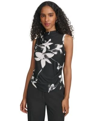 Calvin Klein Womens High-Neck Floral-Print 197383251676 M RT $59.0