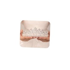 JWICOS Gold Crystal Pearl Tiara Crown for Women Princess Rhinestone Silver