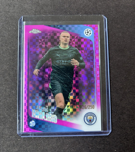 Topps 2025-26 Chrome UEFA Club Competitions Erling Haaland #181 Pink /250