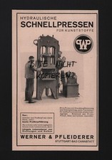 STUTTGART-BAD CANNSTATT, Werbung 1935, Werner & Pfleiderer Schnellpressen