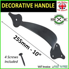 BLACK HANDLE Decorative 255mm (10") Indoor Outdoor Shed Door Gate Household