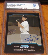 SHINGO TAKATSU Rookie AUTO****2004 Bowman CHROME--MINT 9****WHITE SOX---Mad DOG