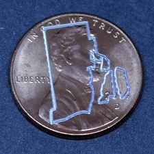 Lucky penny with Rhode Island engraved