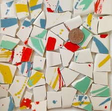 Broken China Mosaic Tile Arts and Craft Supplies - Colorful Abstract Tiles F031