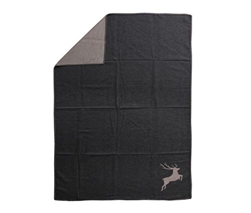 David Fussenegger, Coperta in cotone, motivo: Cervo, Grigio (Anthrazit), (e1u)