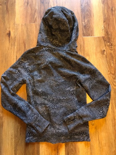 Lululemon Fleece Lined Warm Hoodie Full Zip Sz 4Black White - Picture 4 of 4