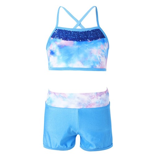 Kids Girls Swimsuit Shiny Sportwear Skinny Swimwear Swimming Dancewear Ballet - Picture 52 of 87